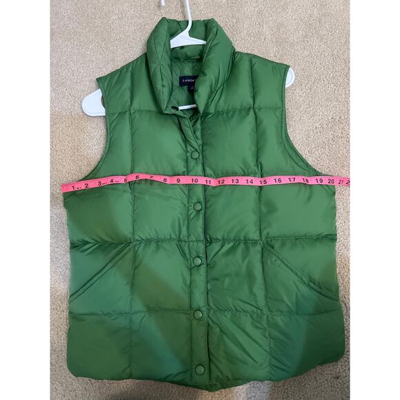 Lands End Women's Goose Down & Feather Green Puffer Vest Cropped Size Small 6-8 - Picture 5 of 6